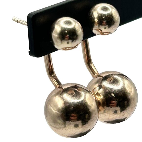 Dyadema Italy 14k Gold-Filled 925 Sterling Silver Ball Stud Earrings - Picture 3 of 5